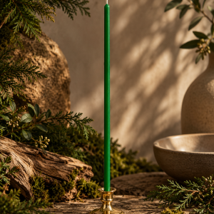 Green Ritual Intention Candles – 20 Natural Beeswax Candles, 260 × 6 mm