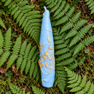 Light Blue Ritual Candle for Official and Legal Matters with Herbs