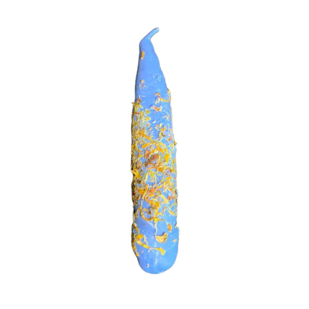 Blue Ritual Candle for Official and Legal Matters with Herbs