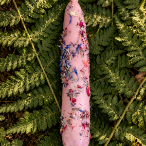 Pink Love Ritual Candle with Herbs – Natural Beeswax Candle for Love and Harmony