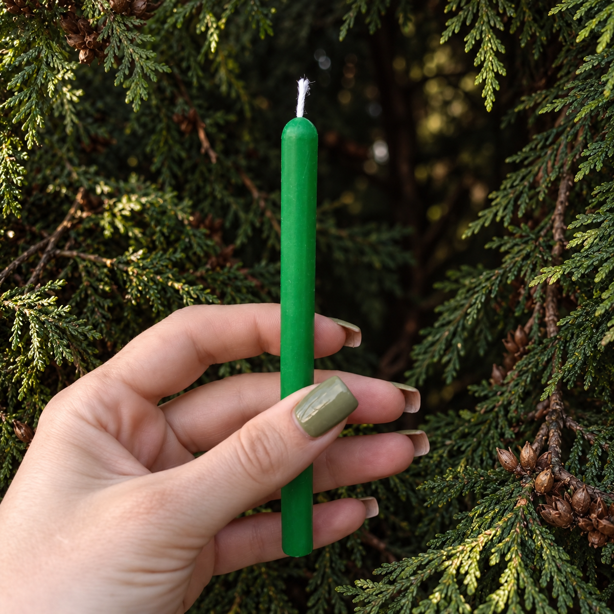 Green Ritual Intention Candle Made from Natural Beeswax