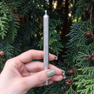 Silver Ritual Intention Candle Made from Natural Beeswax