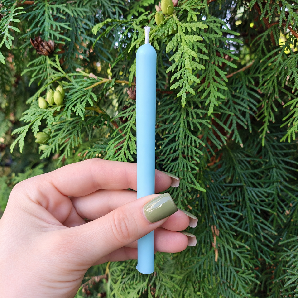Light Blue Ritual Intention Candle Made from Natural Beeswax